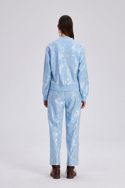 Metalik Baskılı Pantolon Takımı